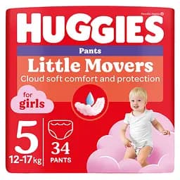 Підгузки-трусики для дівчаток Huggies Little Movers Pants 5 (12-17 кг) 34 шт.