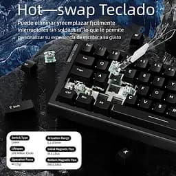 Ігрова дротова магнітна клавіатура FreeWolf F68 / Magnetic Switch / RGB / Wired / Black - мініатюра 5