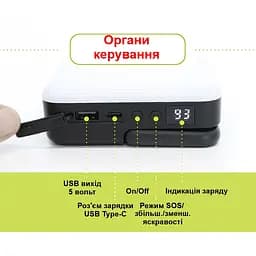 Ліхтар для кемпінгу 80W з 3-ма режимами, регулюванням яскравості з акумулятором 10000 мАч Unibrother YL-202 (100930) - мініатюра 6