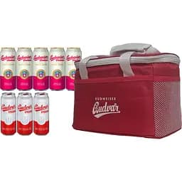 Набор пива Budweiser Original 5%, Budvar Vycepni 4% (8 шт. по 0.5 л ж/б) + термосумка