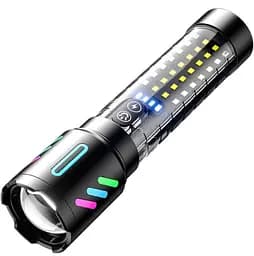 Фонарь ручной аккумуляторный COBA CB-519D Светодиодный ручной фонарик с подсветкой, 5 режимов работы, с индикатором заряда Черный