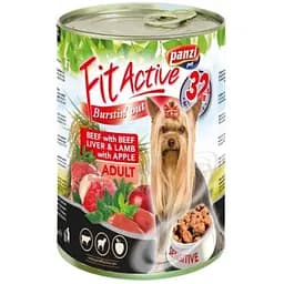 Влажный корм для собак FitActive Adult, говядина, говяжья печень, баранина, яблоко, 415 г