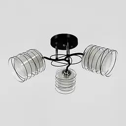 Стельовий чорний світильник на 3 подвійних плафони Ø 45 см | Line F | Арт. 6190/3A BK+CH
