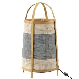 Лампа настільна, підлогова J-Line з бамбука та тростини з синьою вставкою 60 см (40910)