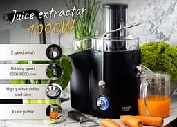 Соковижималка Adler AD 4127 black 1000Вт/контейнер для соку-1л/контейнер для м'якот-2л/і чорний (AD4127) - мініатюра 3