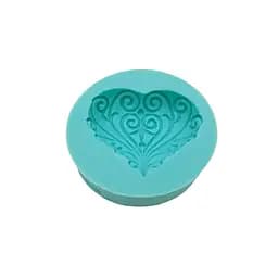 Молд силиконовый кондитерский для мастики и шоколада Сердце 8x8 см, Kitchen Master Бирюзовый 87472