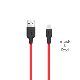 Кабель HOCO X21 USB to Type-C 2A, 1m, silicone, TPE connectors, Black+Red