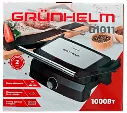 Притискний контактний електричний гриль Grunhelm G1011 домашній з антипригарним покриттям 1000 Вт Сірий - мініатюра 7