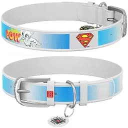 Нашийник для собак Waudog Design шкіряний з QR паспортом, малюнок Супермен2, XS, Ш 12 мм, Дов 18-24 см (4823089322605)