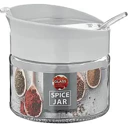 Емкость стеклянная для специй с ложкой Vittora 300 мл VT-161004 серая (126045)