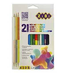 Карандаши цветные, 21 цвет (15 стандарт, 3 двусторонние), треугольный корпус