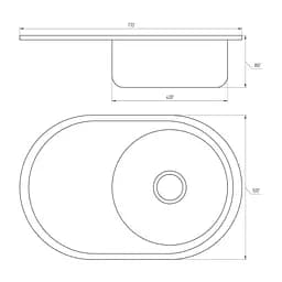 Мийка кухонна Mira MR 7750 D Decor овальна з полицею 770х500х180 мм 30412 - мініатюра 3