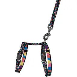 Шлея для котів та собак дрібних порід BronzeDog Urban Art Бульки з повідцем XS 18-27 см