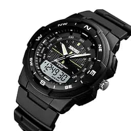 Наручний годинник чоловічий Skmei 1454 Black - White (12382) - мініатюра 2