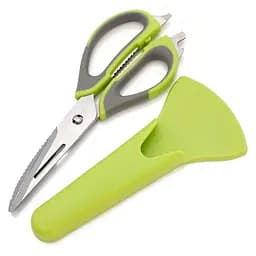 Кухонные многофункциональные ножницы в магнитном чехле (рыбочистка, орехокол, открывачка, разделка мяса), Kitchen Master Салатовый 87296