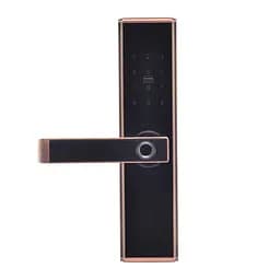Замок біометричний автономний Trinix TRL-5109BTF Red Bronze Left з Bluetooth, зчитувачем відбитків пальців і карт Mifare (65-00048)