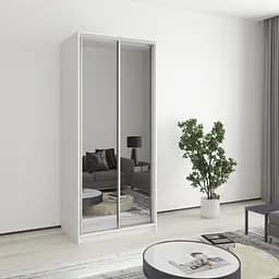 Шафа-купе дводверна MebelStar Уні AL 2 Дзеркала 90x45x210 см Аляска білий (MBS-2638)