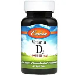 Вітамін Д3 Carlson Vitamin D3 1000 МО 60 гелевих капсул