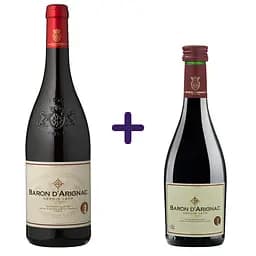 Набор вино Baron d'Arignac красное сухое 0.75 л. + вино Baron d'Arignac красное полусухое 0.25 л.