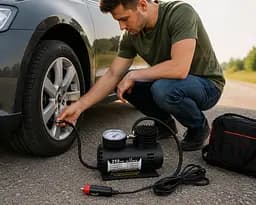 Автомобільний компресор Air Pump Ji030 12 V / Компресор для шин / Насос електричний від прикурювача - мініатюра 2