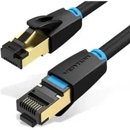 Патч-корд 0.5м, S/FTP cat 8 RJ-45 black Vention (IKABD)