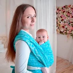 Слінг-шарф для дітей від народження жакардовий Розмір 7 (5,2 метра) бірюзовий Feathers - мініатюра 3