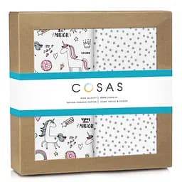 Пелюшки багаторазові Cosas дитячі Unicorn CS6 2 шт., 80х100 см, білі