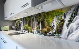 Вініловий кухонний фартух Водоспад гірський наклейка для кухні ПВХ Природа Зелений Happy Pocket Z181850