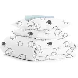 Комплект постільної білизни Cosas Sheep dark grey Полуторний сірий (SheepGreyWhite_LightBlue_160)