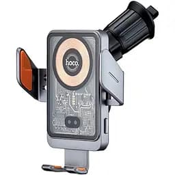 Холдер Hoco HW7 Transparent Discovery Edition wireless fast charg car holder air outle Темно-серый