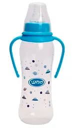 Пляшечка для годування Lindo, вигнута з ручками, 250 мл, блакитний (Li 147 гол)