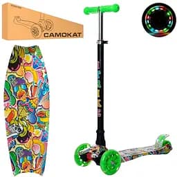 Самокат детский iTrike с подсветкой 32х13х78-87 см Зеленый 000222639