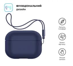 Силіконовий чохол для навушників Apple AirPods Pro 2 2022, Silicone Case with straps, синій, захисний чохол з ремінцем, ультратонкий і легкий, повний захист, з підвіскою, м"який силікон, ArmorStandart (ARM68609) - мініатюра 2