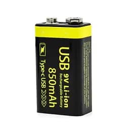 Аккумулятор Крона 850mAh 9v USB (Черный)
