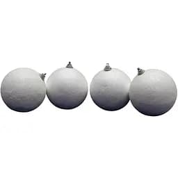 Набір ялинкових куль з блискітками 4 шт D8 см білий пінопласт (200039)