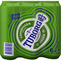 Уценка. Пиво Tuborg Green светлое 4.6% 3 л (6 шт. по 0.5 л) ж/б