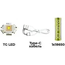 Ручний ліхтар RB-290 акумуляторний із зумом TG LED Type-C 18650 Чорний - мініатюра 6