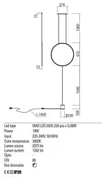 Люстра/торшер Redo SLICK SU/LAMP RD LED 19W 3000K SBK (4.1.2) 01-2197 - мініатюра 3