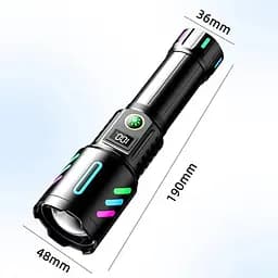 Ручний ліхтарик 1143-PM10-TG zoom LCD Type-C + PowerBank.(1x18650) 5 режимів - мініатюра 8