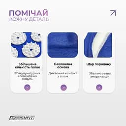 Масажний килимок Easyfit із подушкою (аплікатор Кузнєцова) Синій із білим (EF-2709-BLW) - мініатюра 4