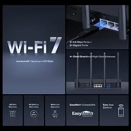 Mercusys Маршрутизатор MR27BE BE3600, 2xGE LAN, 1x2.5GE LAN, 1x2.5GE WAN, MESH - мініатюра 3