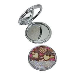 Дзеркало кишенькове косметичне Серця з блискітками кругле (В асортименті)