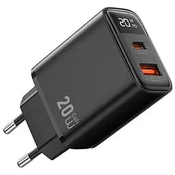 Мережевний зарядний пристрій WIWU G009 Firefly PD20W+QC3.0 GaN 1USB-A/1C Black