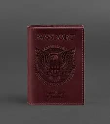 Кожаная обложка для паспорта с американским гербом бордовая