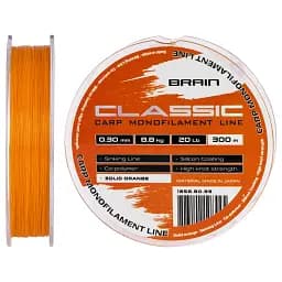 Волосінь Brain Classic Carp Line (solid orange) 300 м 0.30 мм 20 lb 8.8 кг