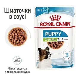 Вологий корм для цуценят Royal Canin Puppy X-Small для дрібних порід 85 г (1593001) - мініатюра 4