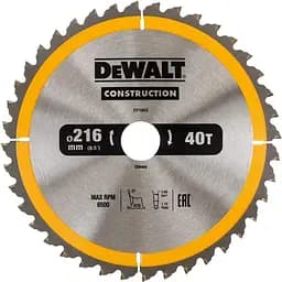 Диск пиляльний DeWalt Construction 216х30 мм 40 зубів (DT1953)