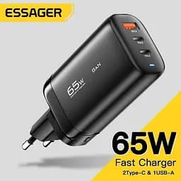 Зарядний пристрій блок адаптер Essager 65 W GaN 1U+2C (ES-CD23) чорний - мініатюра 9