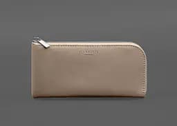 Кожаный портмоне-купюрник на молнии 14.1 светло-бежевый