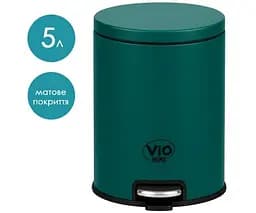 ViO 5B7-ROM, 5 л, Відро для сміття з педаллю та внутрішнім пластиковим контейнером, металеве, смарагдове